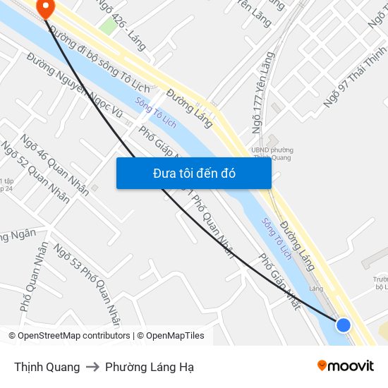 Thịnh Quang to Phường Láng Hạ map