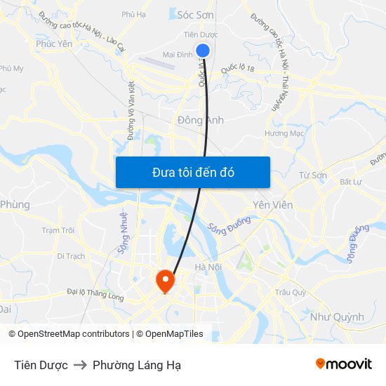 Tiên Dược to Phường Láng Hạ map