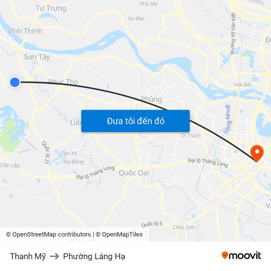 Thanh Mỹ to Phường Láng Hạ map