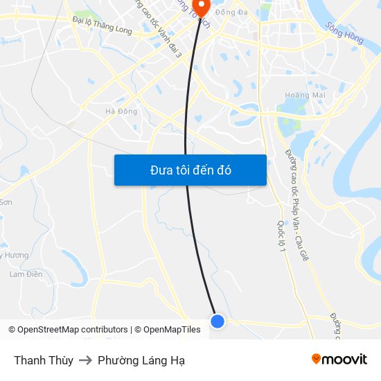 Thanh Thùy to Phường Láng Hạ map