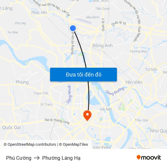 Phú Cường to Phường Láng Hạ map