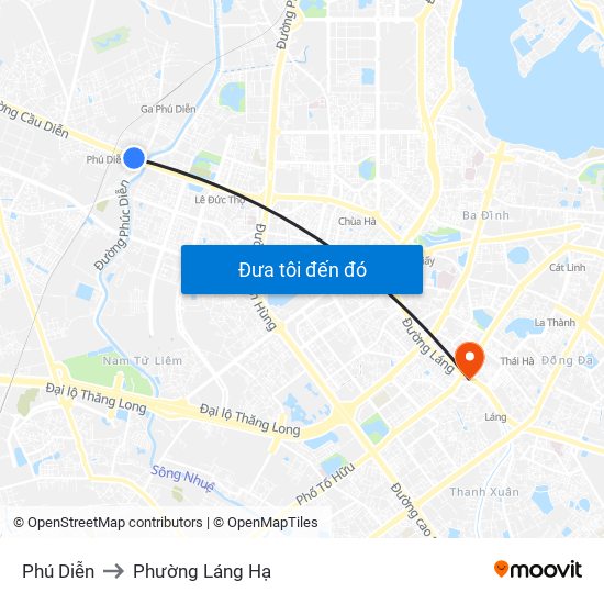 Phú Diễn to Phường Láng Hạ map