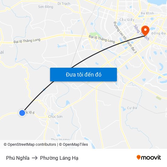 Phú Nghĩa to Phường Láng Hạ map