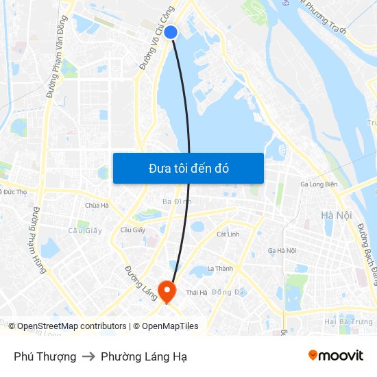 Phú Thượng to Phường Láng Hạ map