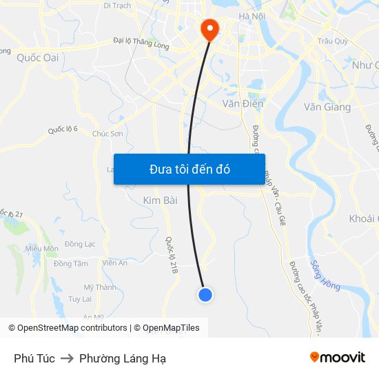 Phú Túc to Phường Láng Hạ map