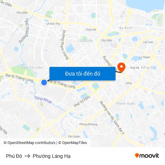 Phú Đô to Phường Láng Hạ map