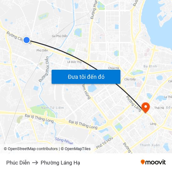 Phúc Diễn to Phường Láng Hạ map