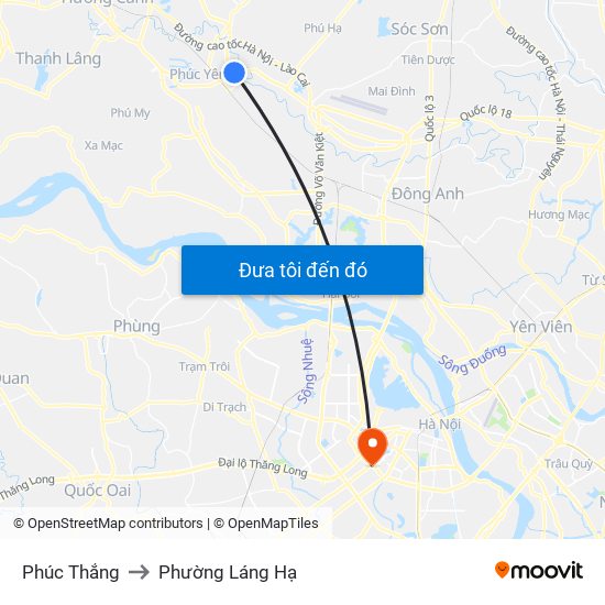 Phúc Thắng to Phường Láng Hạ map