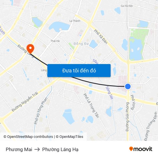 Phương Mai to Phường Láng Hạ map