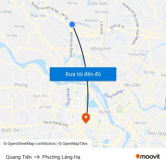 Quang Tiến to Phường Láng Hạ map