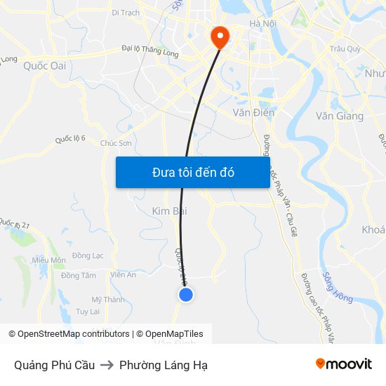 Quảng Phú Cầu to Phường Láng Hạ map