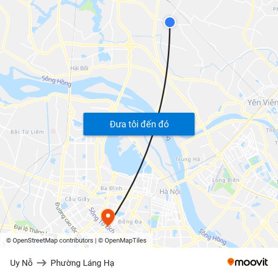 Uy Nỗ to Phường Láng Hạ map