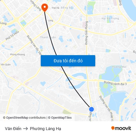 Văn Điển to Phường Láng Hạ map