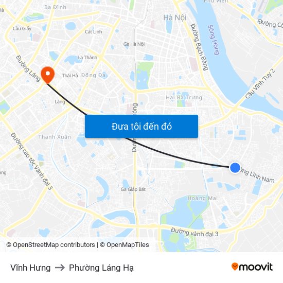 Vĩnh Hưng to Phường Láng Hạ map