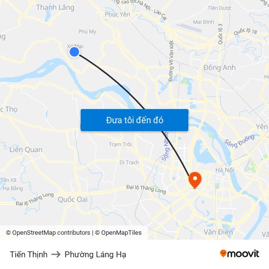 Tiến Thịnh to Phường Láng Hạ map