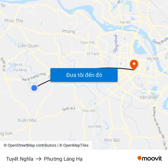 Tuyết Nghĩa to Phường Láng Hạ map