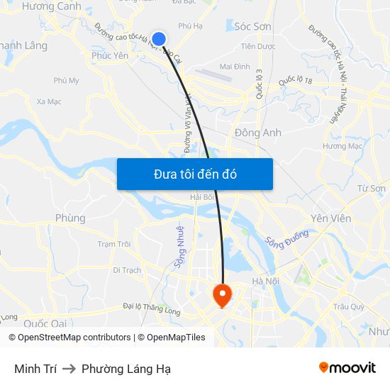 Minh Trí to Phường Láng Hạ map