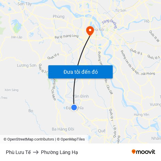 Phù Lưu Tế to Phường Láng Hạ map