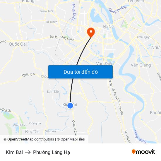 Kim Bài to Phường Láng Hạ map