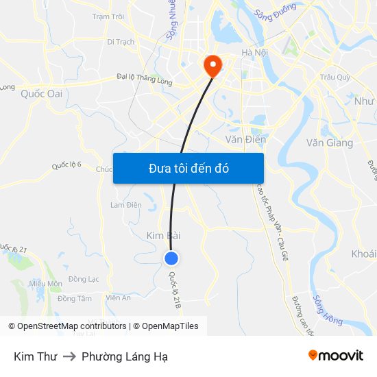 Kim Thư to Phường Láng Hạ map