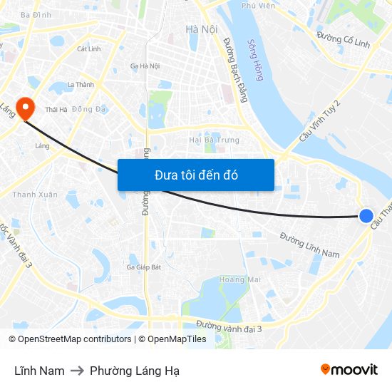 Lĩnh Nam to Phường Láng Hạ map