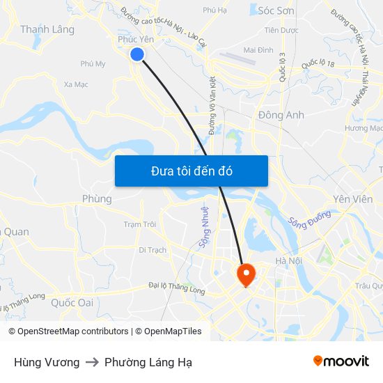 Hùng Vương to Phường Láng Hạ map