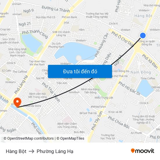 Hàng Bột to Phường Láng Hạ map