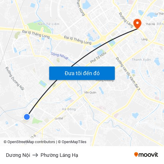 Dương Nội to Phường Láng Hạ map