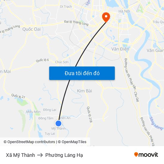 Xã Mỹ Thành to Phường Láng Hạ map