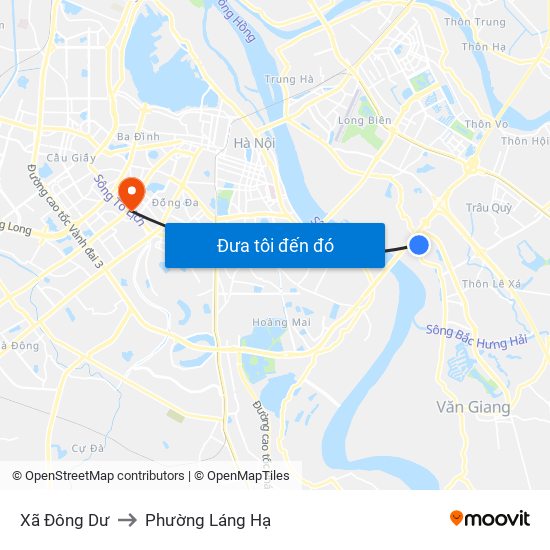 Xã Đông Dư to Phường Láng Hạ map