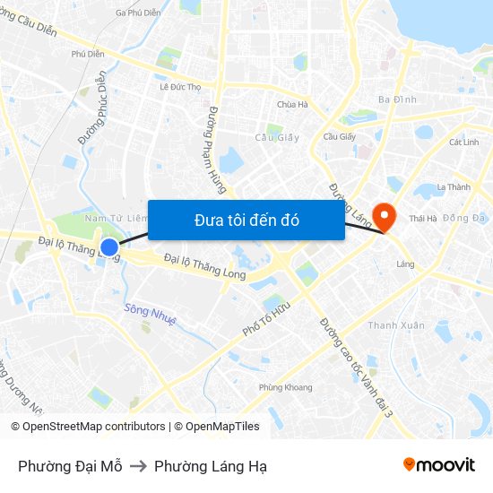 Phường Đại Mỗ to Phường Láng Hạ map