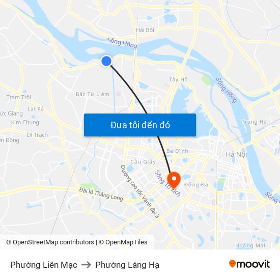 Phường Liên Mạc to Phường Láng Hạ map