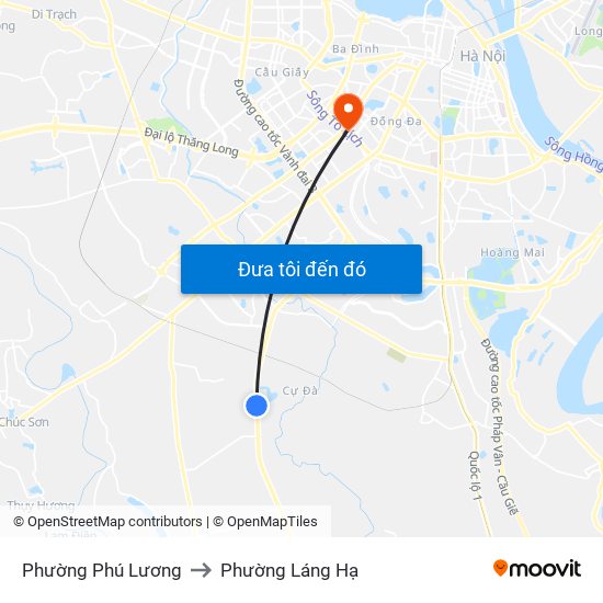 Phường Phú Lương to Phường Láng Hạ map