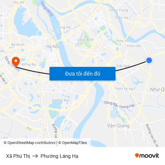 Xã Phú Thị to Phường Láng Hạ map