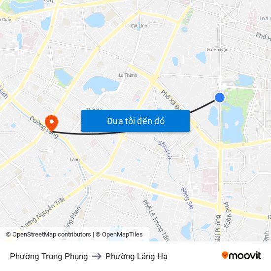 Phường Trung Phụng to Phường Láng Hạ map