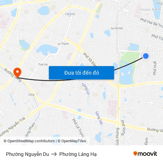 Phường Nguyễn Du to Phường Láng Hạ map