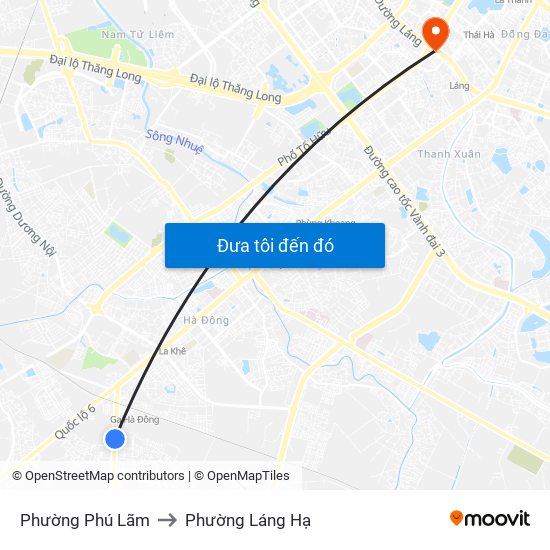 Phường Phú Lãm to Phường Láng Hạ map