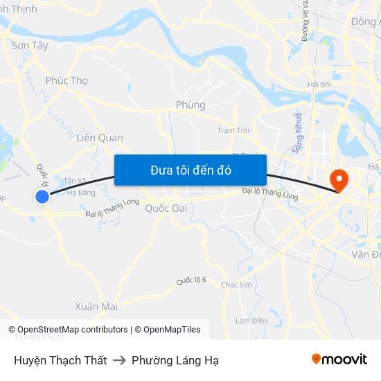 Huyện Thạch Thất to Phường Láng Hạ map