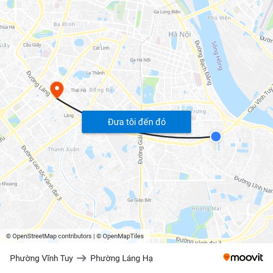 Phường Vĩnh Tuy to Phường Láng Hạ map