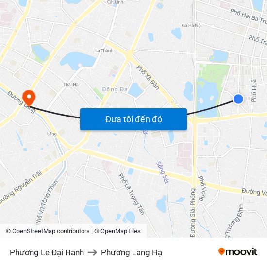 Phường Lê Đại Hành to Phường Láng Hạ map