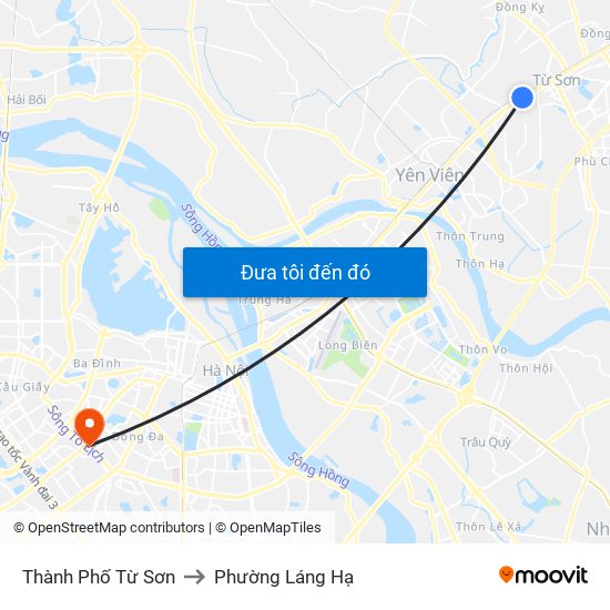 Thành Phố Từ Sơn to Phường Láng Hạ map