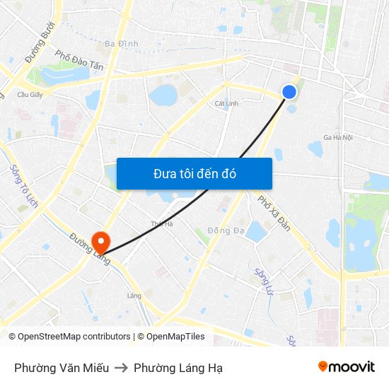 Phường Văn Miếu to Phường Láng Hạ map