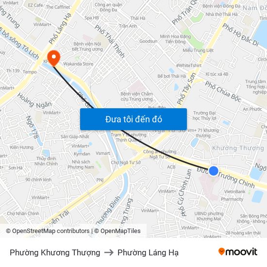 Phường Khương Thượng to Phường Láng Hạ map