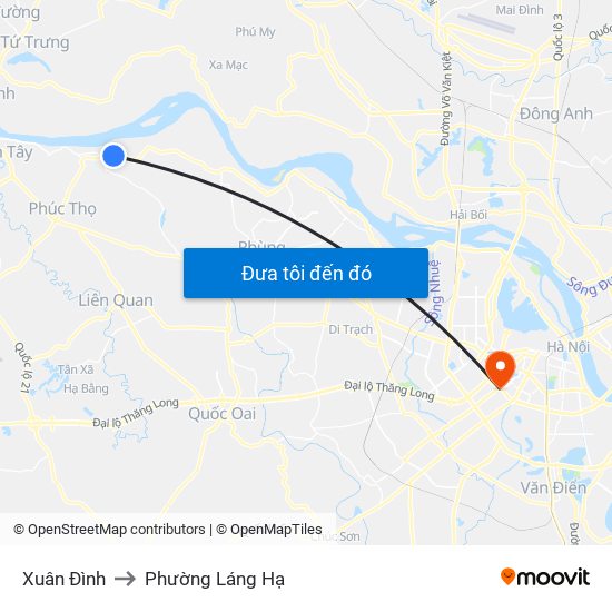 Xuân Đình to Phường Láng Hạ map