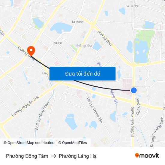 Phường Đồng Tâm to Phường Láng Hạ map