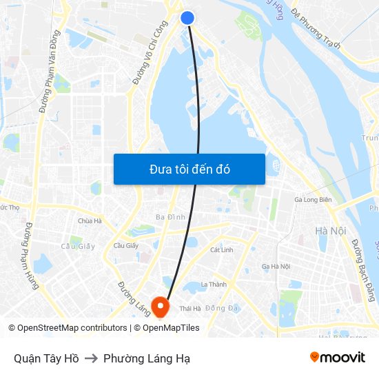 Quận Tây Hồ to Phường Láng Hạ map