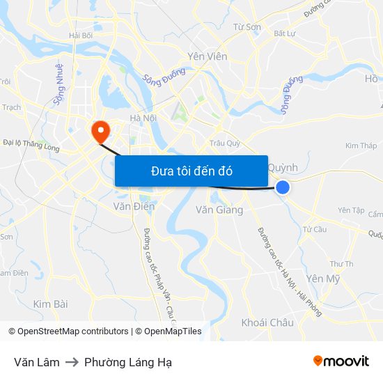 Văn Lâm to Phường Láng Hạ map