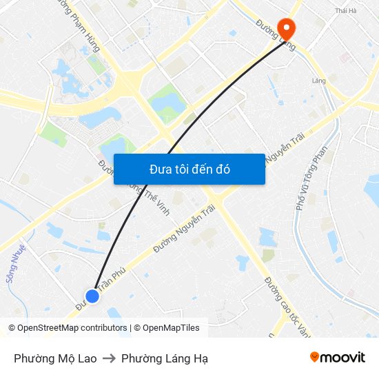 Phường Mộ Lao to Phường Láng Hạ map