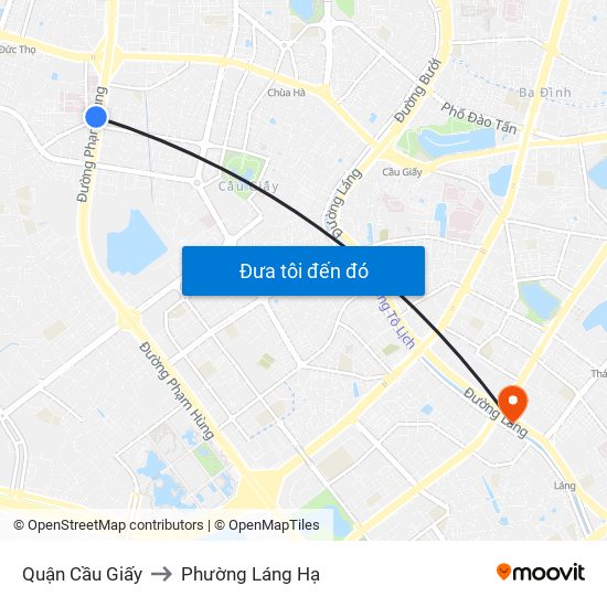 Quận Cầu Giấy to Phường Láng Hạ map