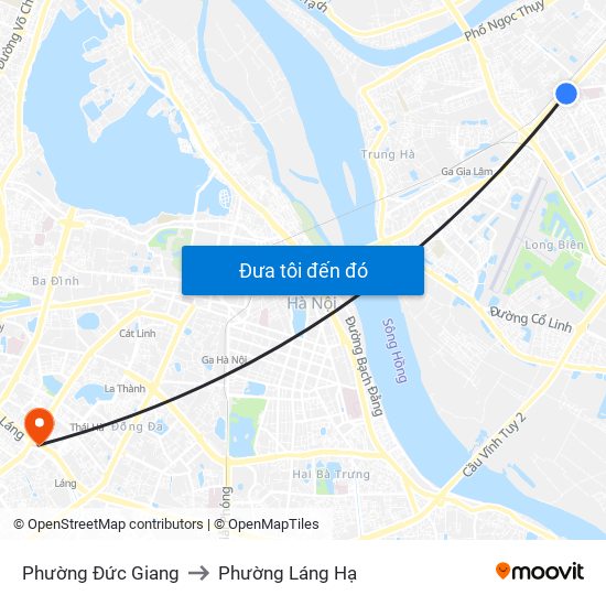 Phường Đức Giang to Phường Láng Hạ map